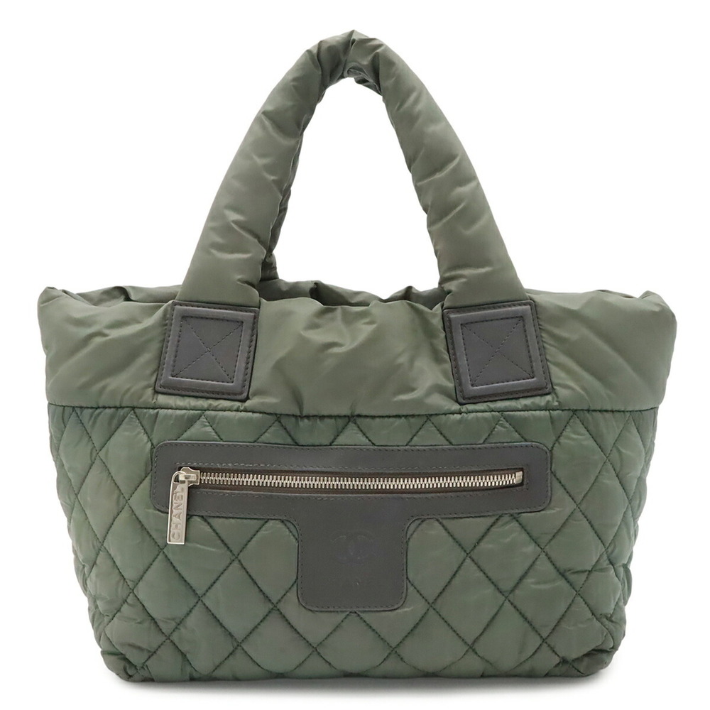 CHANEL Coco Cocoon Small Tote Bag, Handbag, Quilted Nylon and Leather, Khaki ...